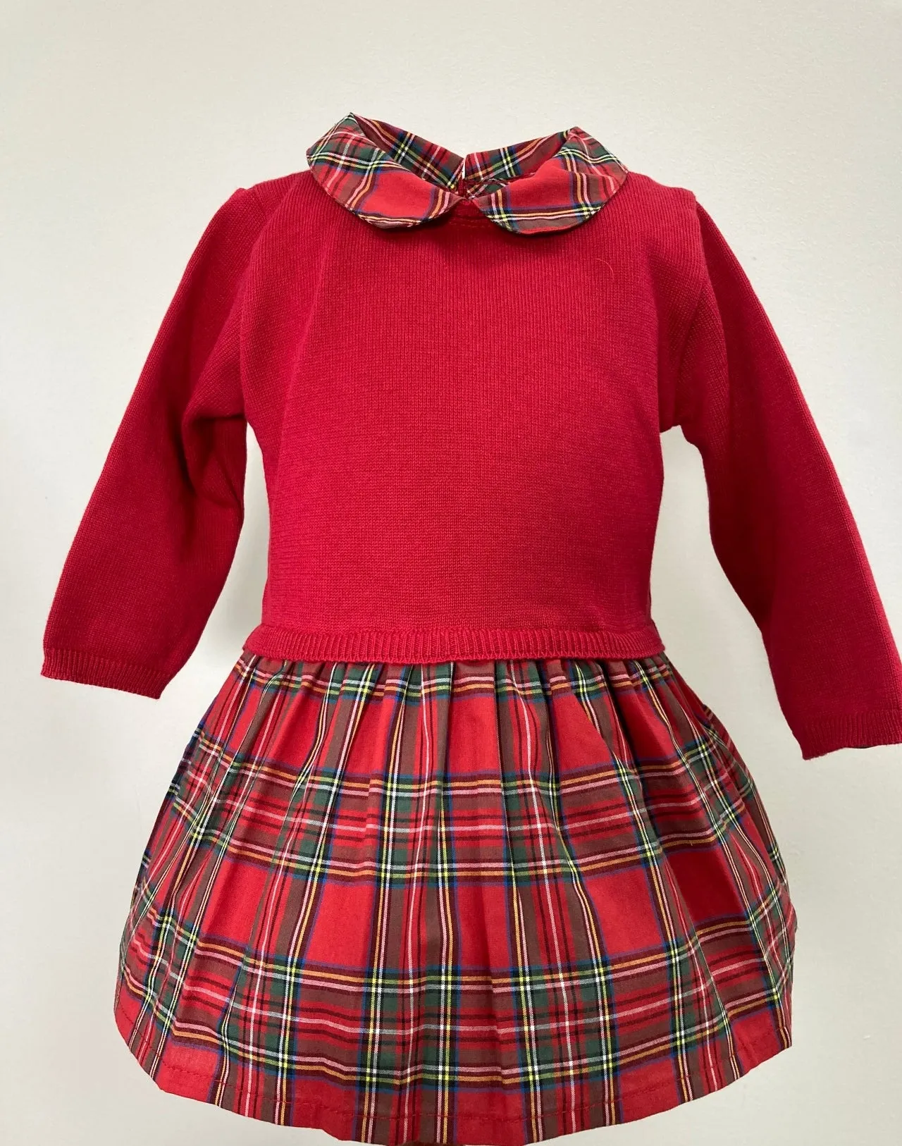 51013-Knit Plaid Long Sleeve Baby & Toddler Girl Dress