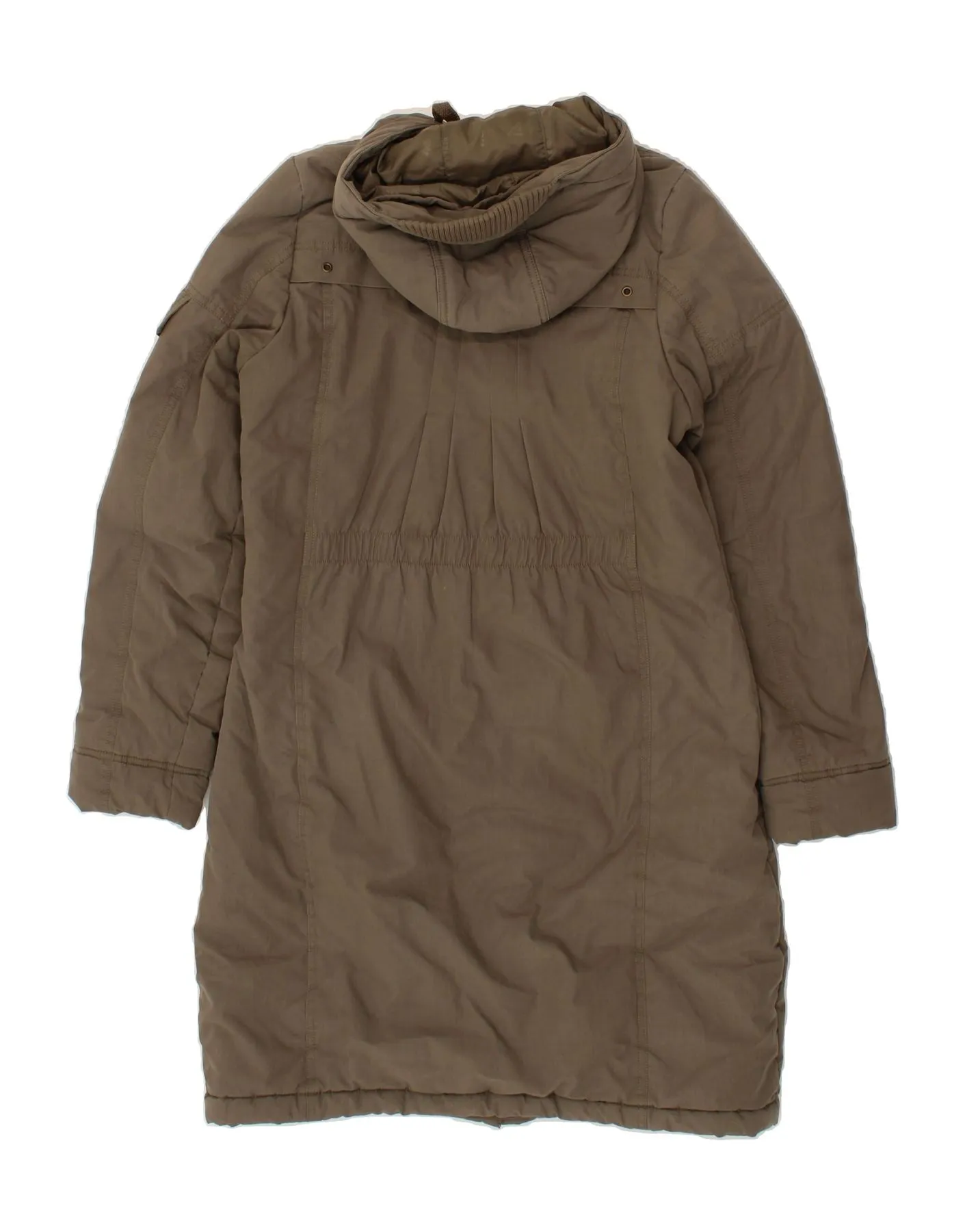 ADIDAS Womens Hooded Overcoat UK 12 Medium Grey Cotton