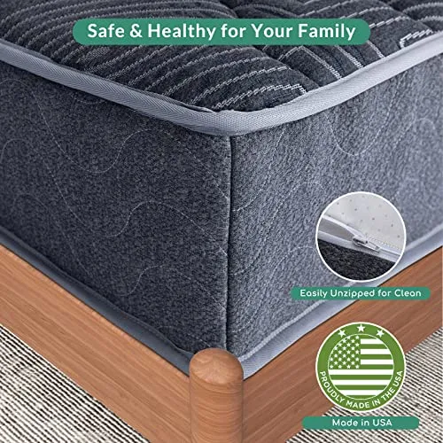 Airdown Twin XL Mattress, 9 Inch Hybrid Mattress Twin XL Made in USA, Memory Foam and Innerspring Hybrid Mattress in A Box, Pocket Innersprings Mattress for Motion Isolation, Medium