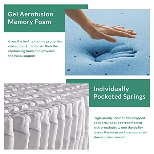 Airdown Twin XL Mattress, 9 Inch Hybrid Mattress Twin XL Made in USA, Memory Foam and Innerspring Hybrid Mattress in A Box, Pocket Innersprings Mattress for Motion Isolation, Medium