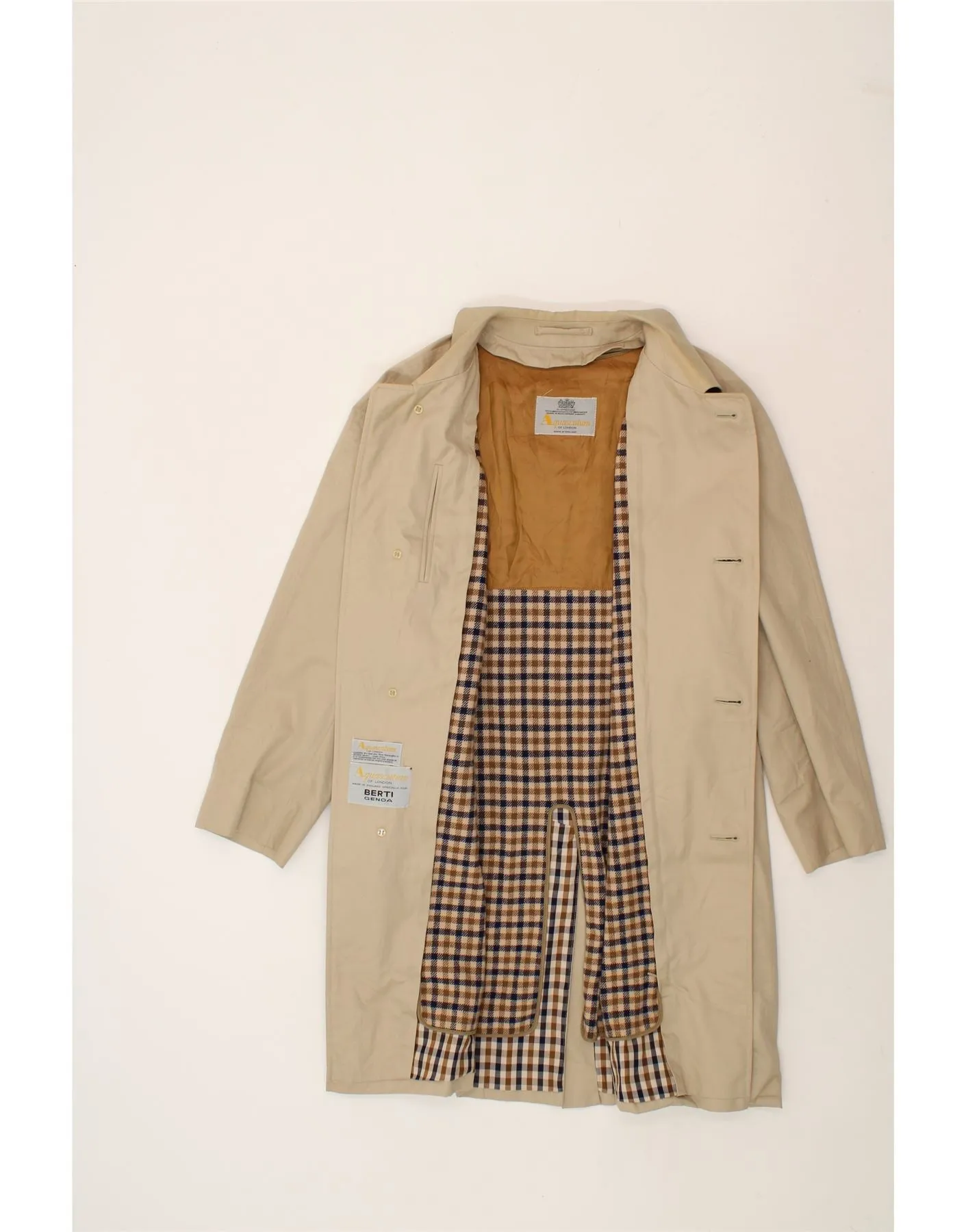 AQUASCUTUM Mens Overcoat UK 40 Large Beige Wool