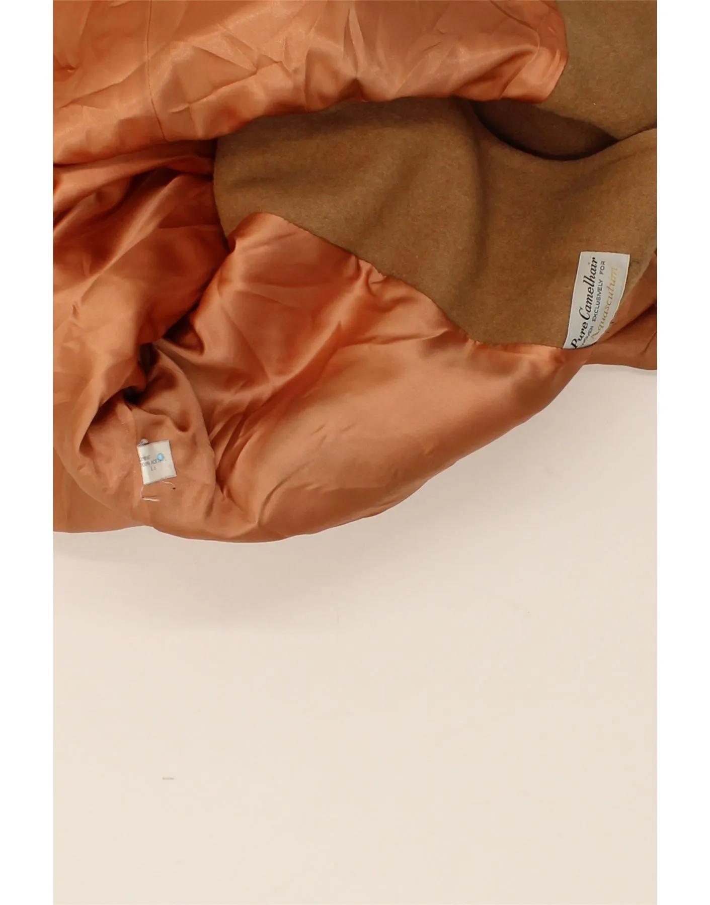 AQUASCUTUM Womens Overcoat UK 14 Large Brown Camelhair