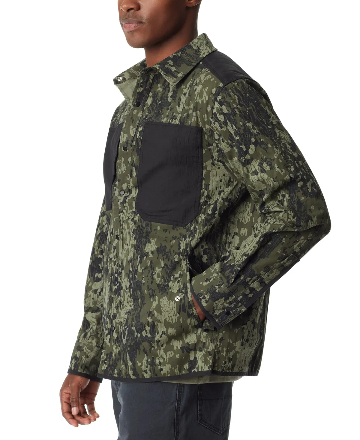 BASS OUTDOOR Mens Quilted Camo Worker Shirt Jacket Green 2XL