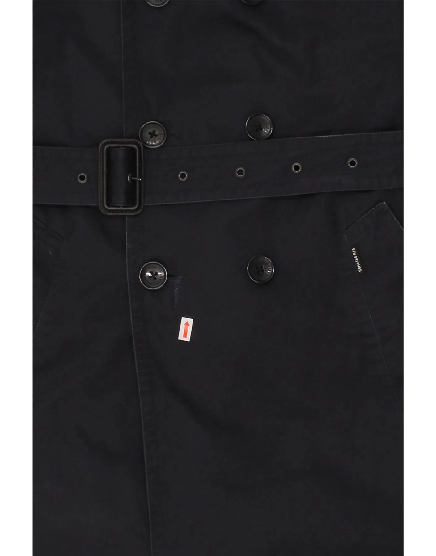 BEN SHERMAN Mens Overcoat UK 44 2XL Navy Blue Cotton