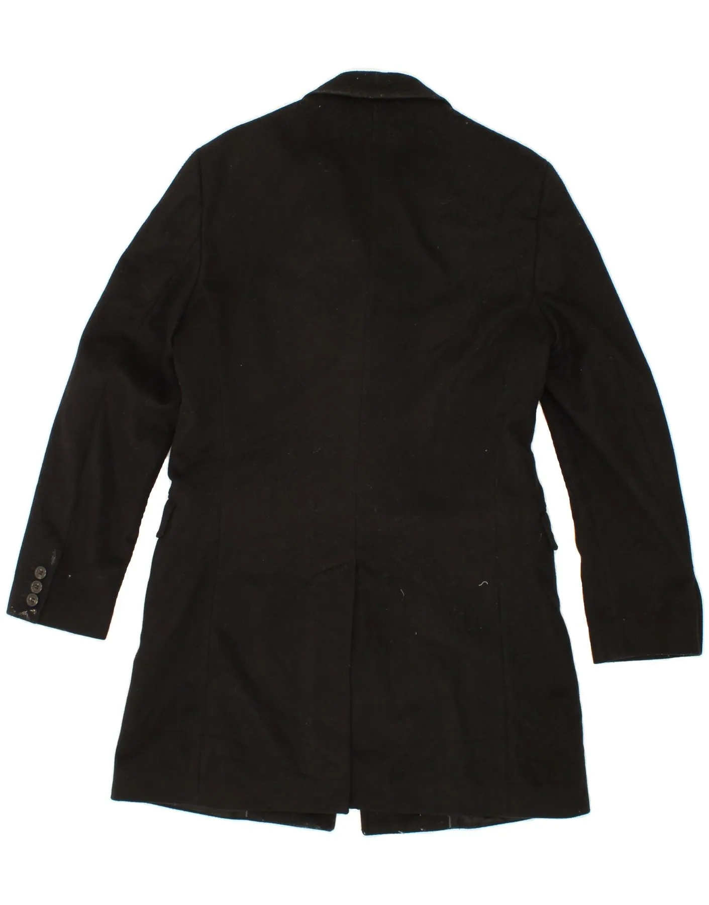 BENETTON Mens Overcoat IT 50 Large Black Wool
