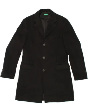 BENETTON Mens Overcoat IT 50 Large Black Wool