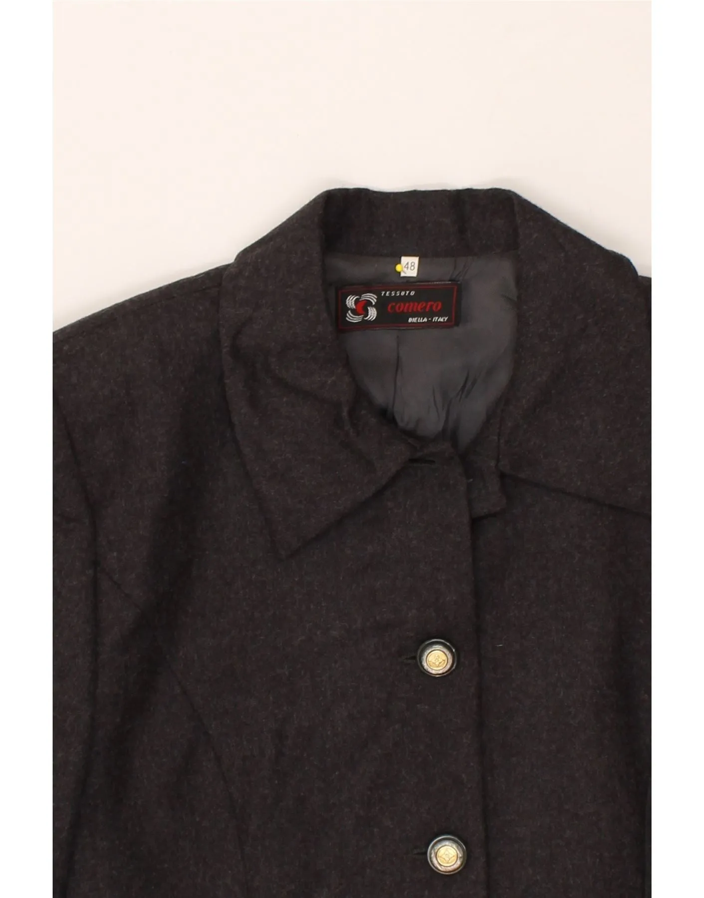 COMERO Womens Overcoat IT 48 XL Grey Wool