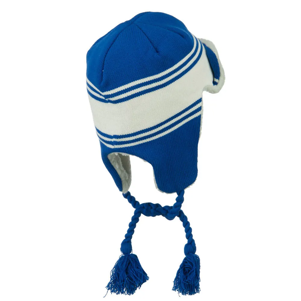 Contrast Jacquard Striped Knit Hat