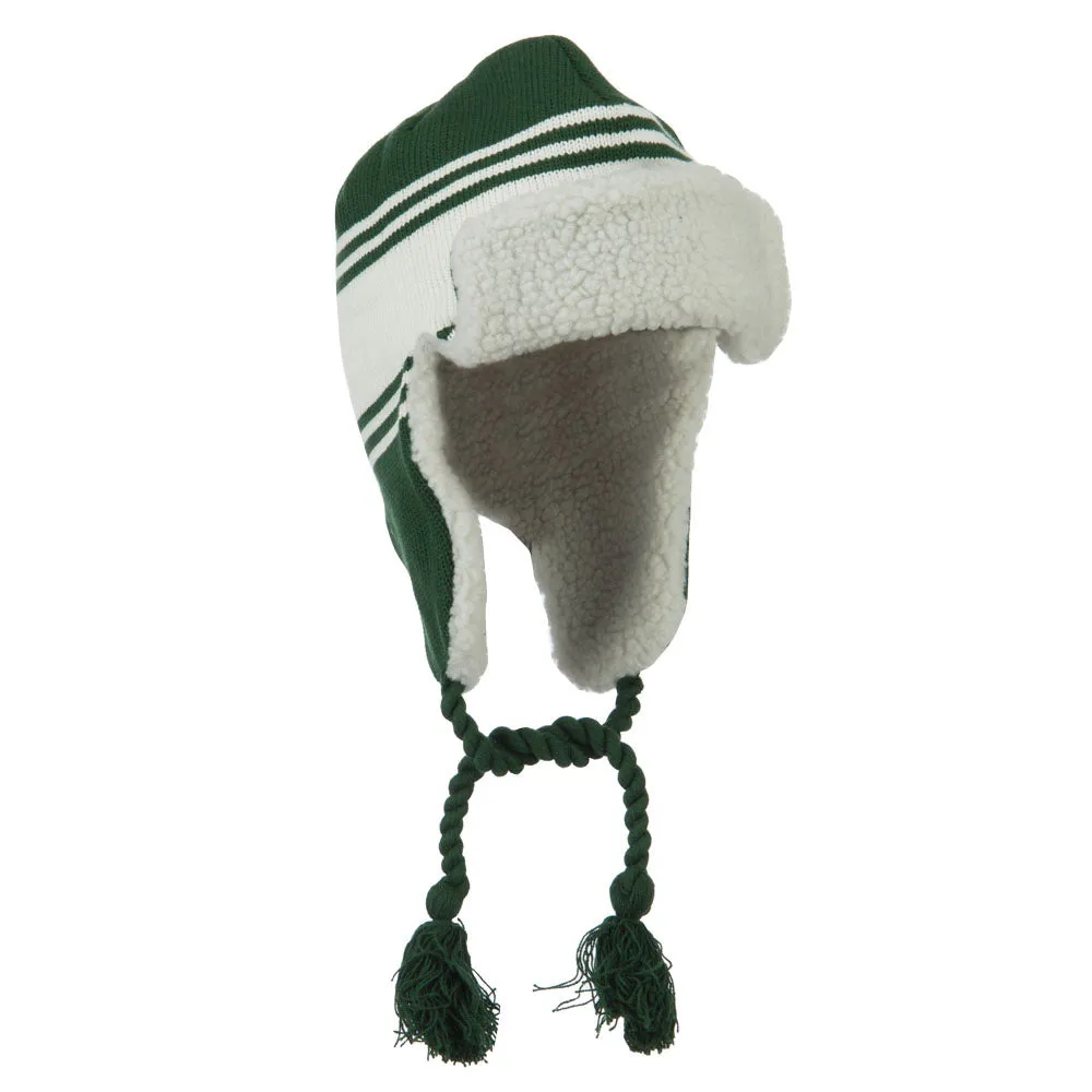 Contrast Jacquard Striped Knit Hat