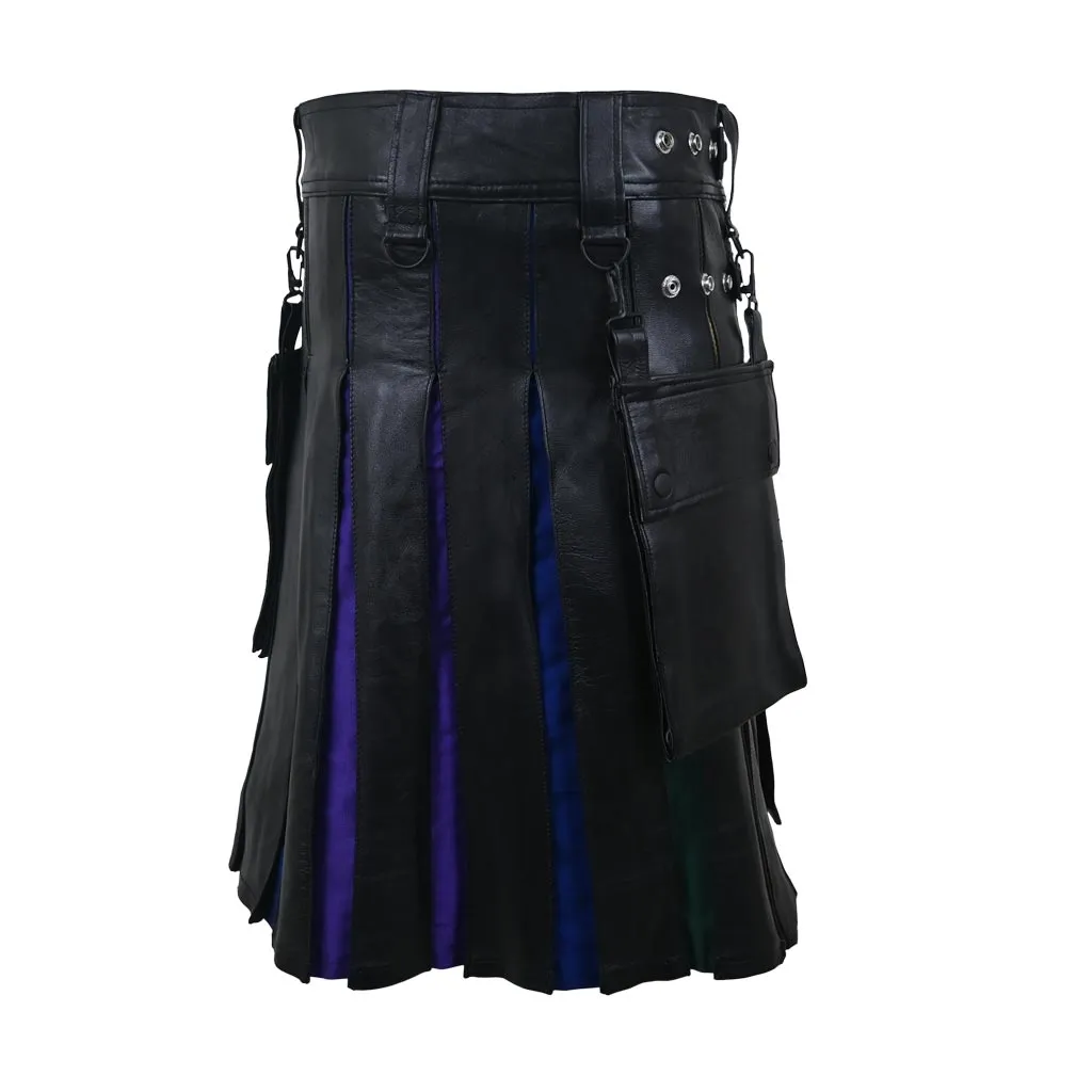 Custom LGBTQ Leather Kilt Rainbow