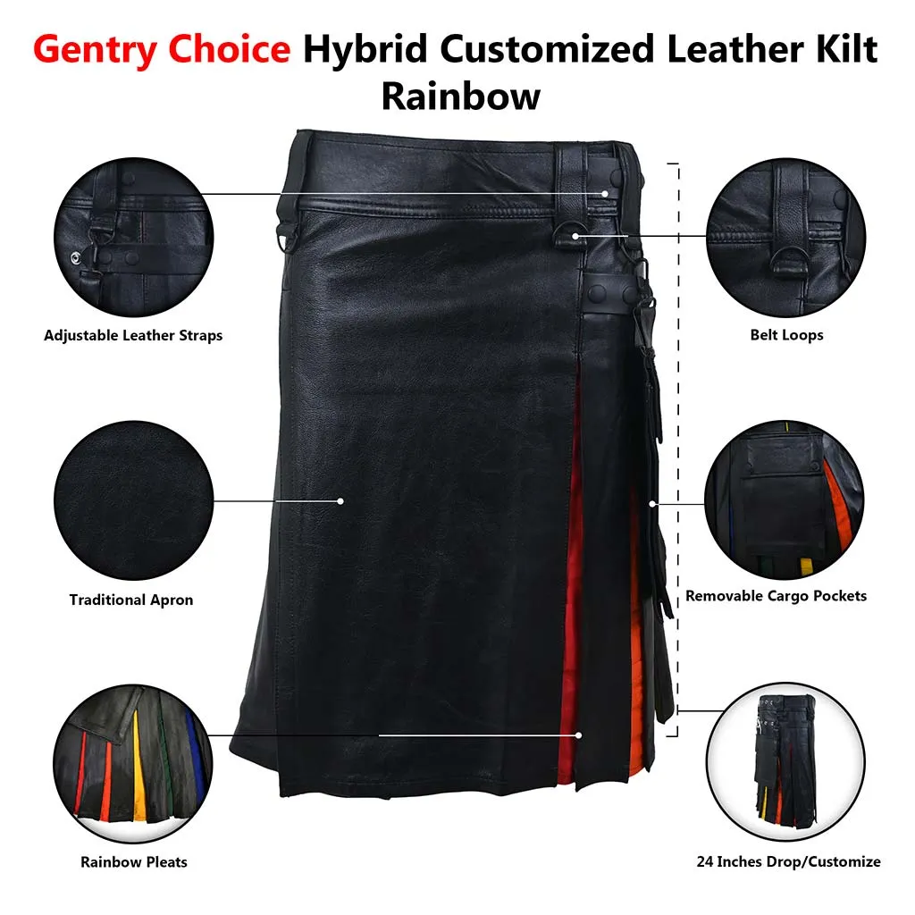 Custom LGBTQ Leather Kilt Rainbow