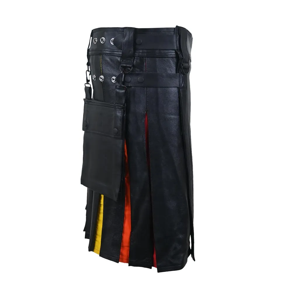 Custom LGBTQ Leather Kilt Rainbow