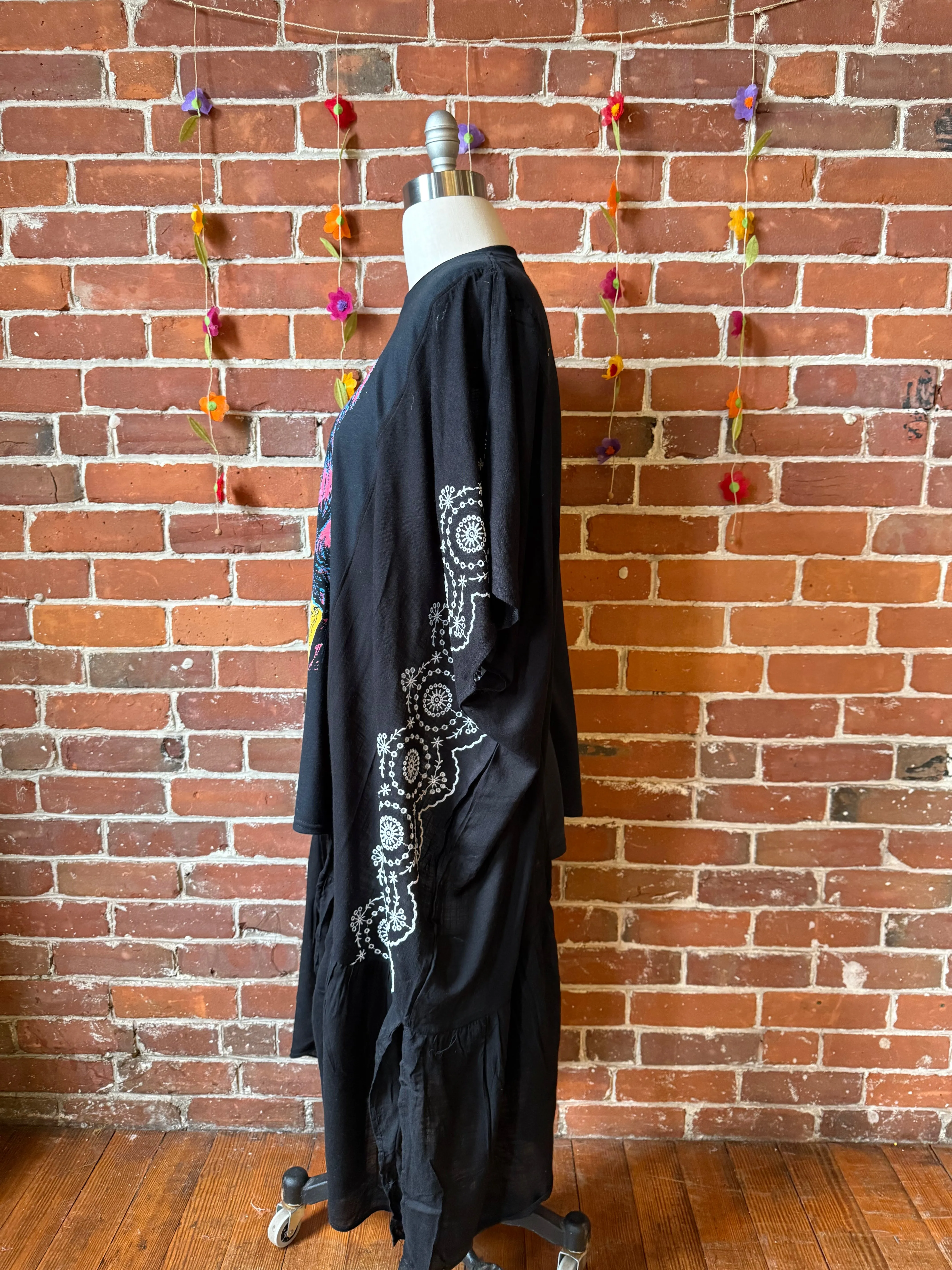 David Bowie Inspired Hybrid Black Embroidered Hi Lo Top