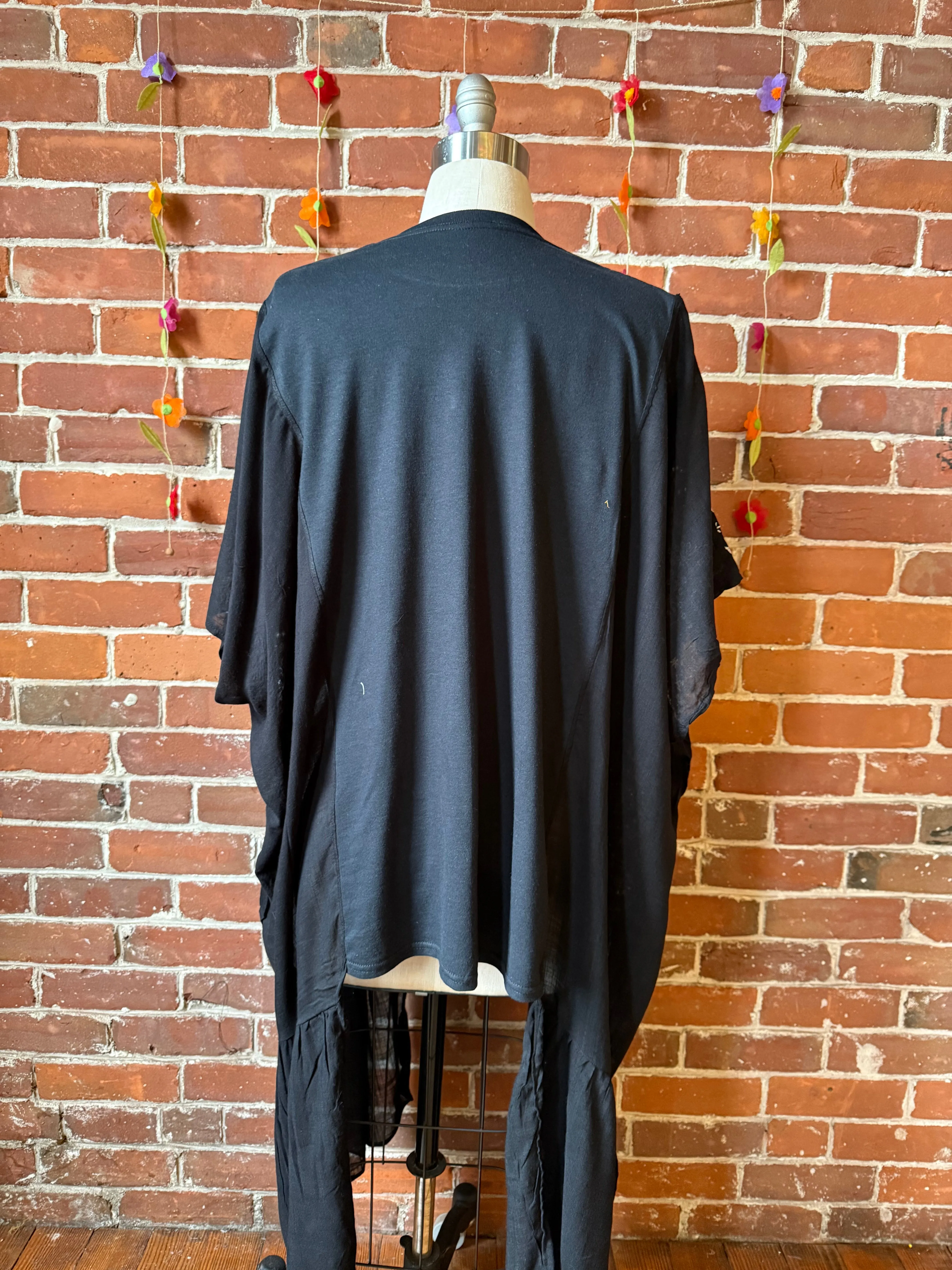 David Bowie Inspired Hybrid Black Embroidered Hi Lo Top