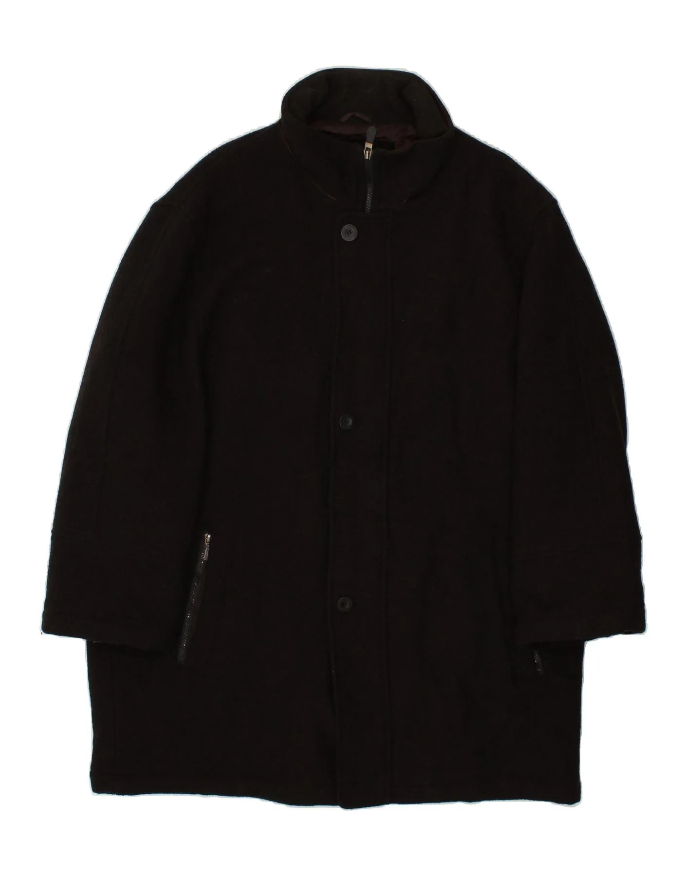 DOCKERS Mens Tall Slim Overcoat UK 46 3XL Brown Wool