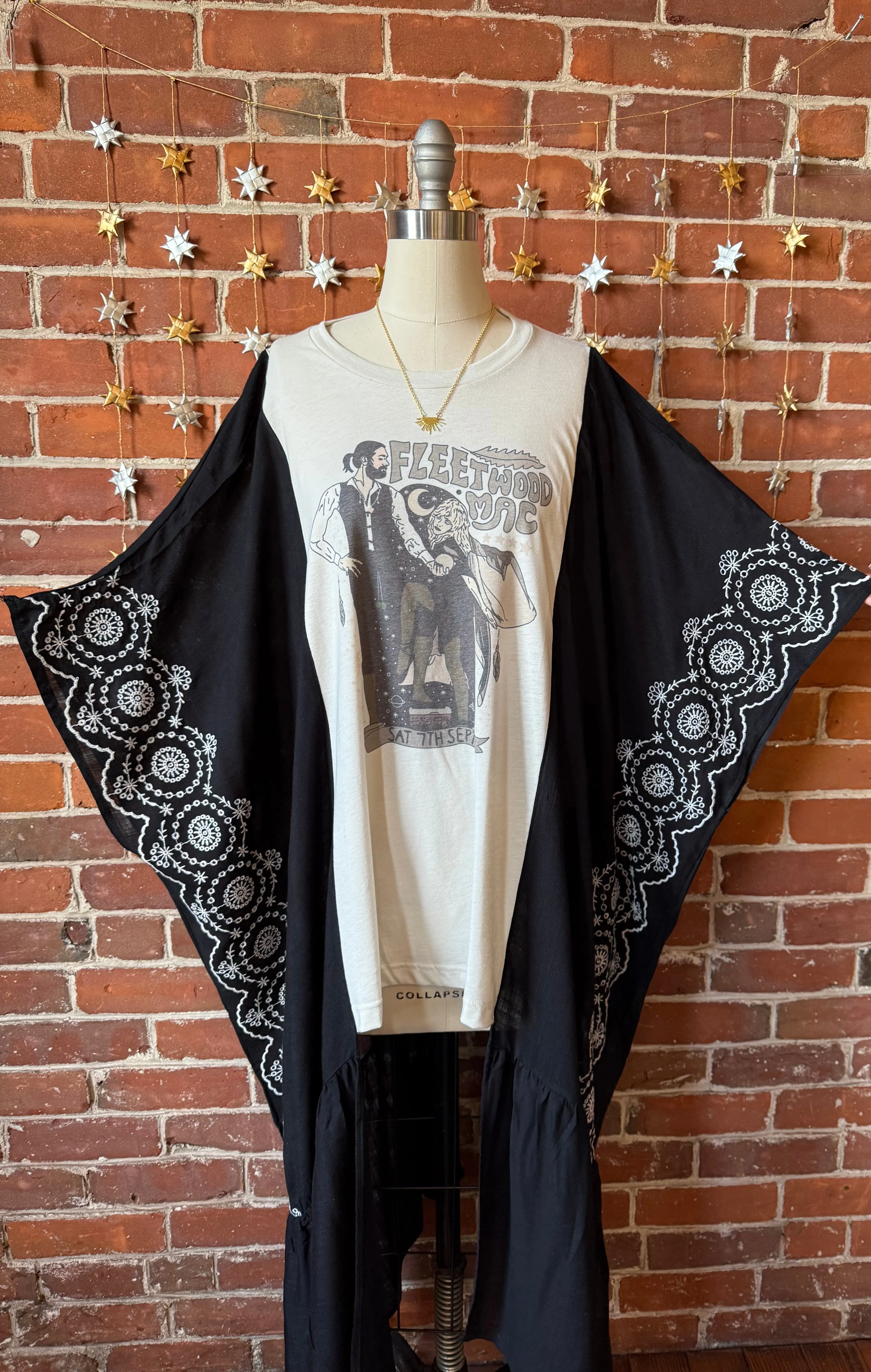 Fleetwood Mac Dreams Inspired Hybrid Black Embroidered Hi Lo Top