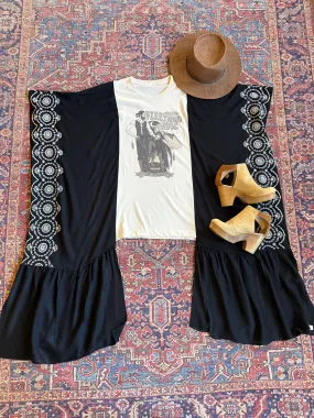 Fleetwood Mac Dreams Inspired Hybrid Black Embroidered Hi Lo Top