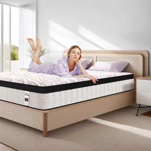 Teoanns Full Mattress, 10 Inch Memory Foam Mattress in a Box, Individually Wrapped Coils Pocket Springs Hybrid Mattress, Medium Firm for Supportive and Pressure Relief, 100-Night Trial