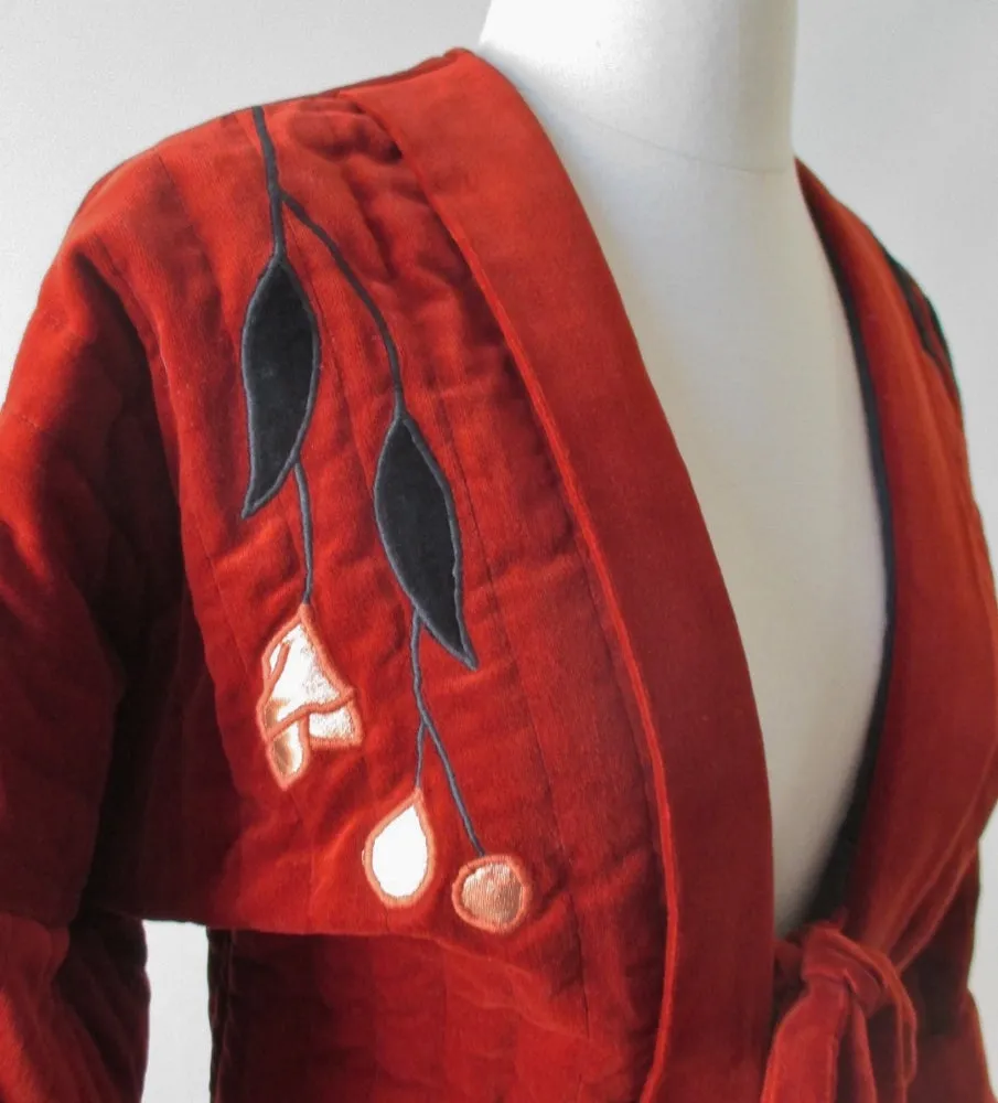 Vintage 70's Quilted Samuri Jacket / Kimono Coat M