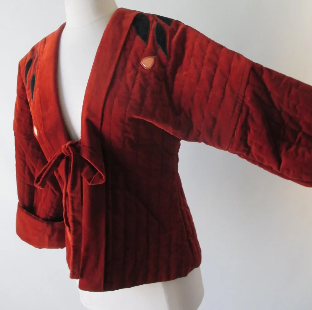 Vintage 70's Quilted Samuri Jacket / Kimono Coat M