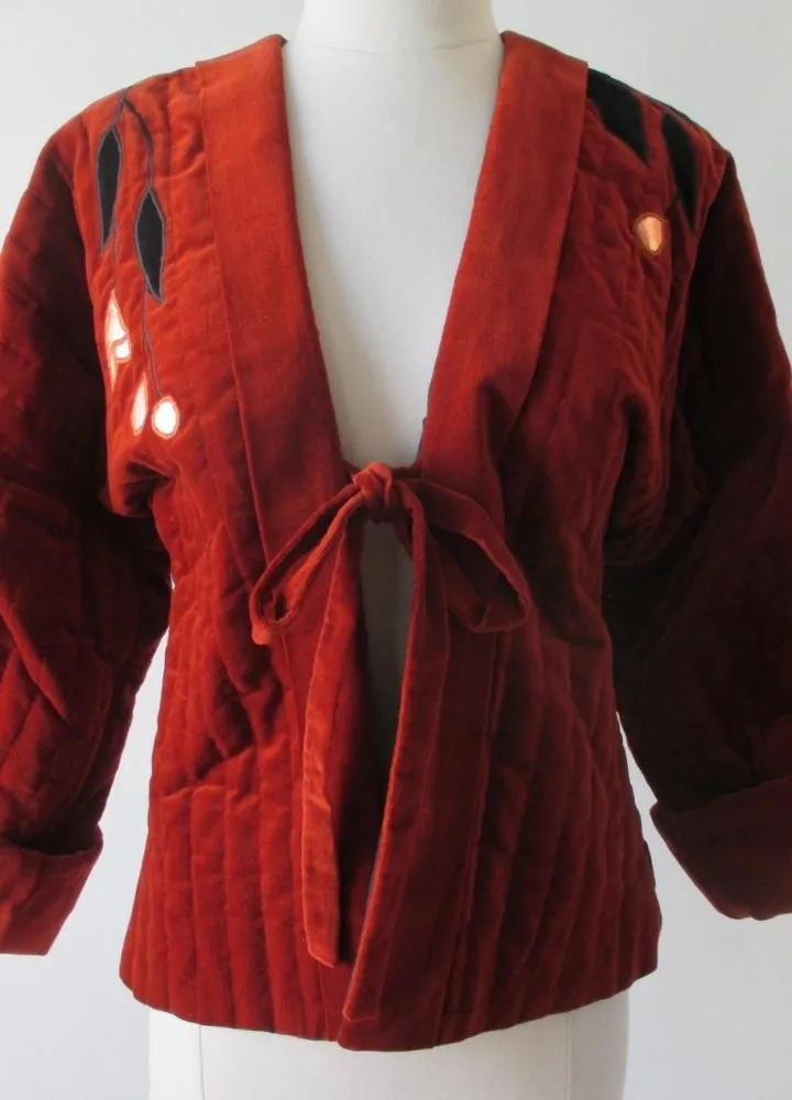 Vintage 70's Quilted Samuri Jacket / Kimono Coat M