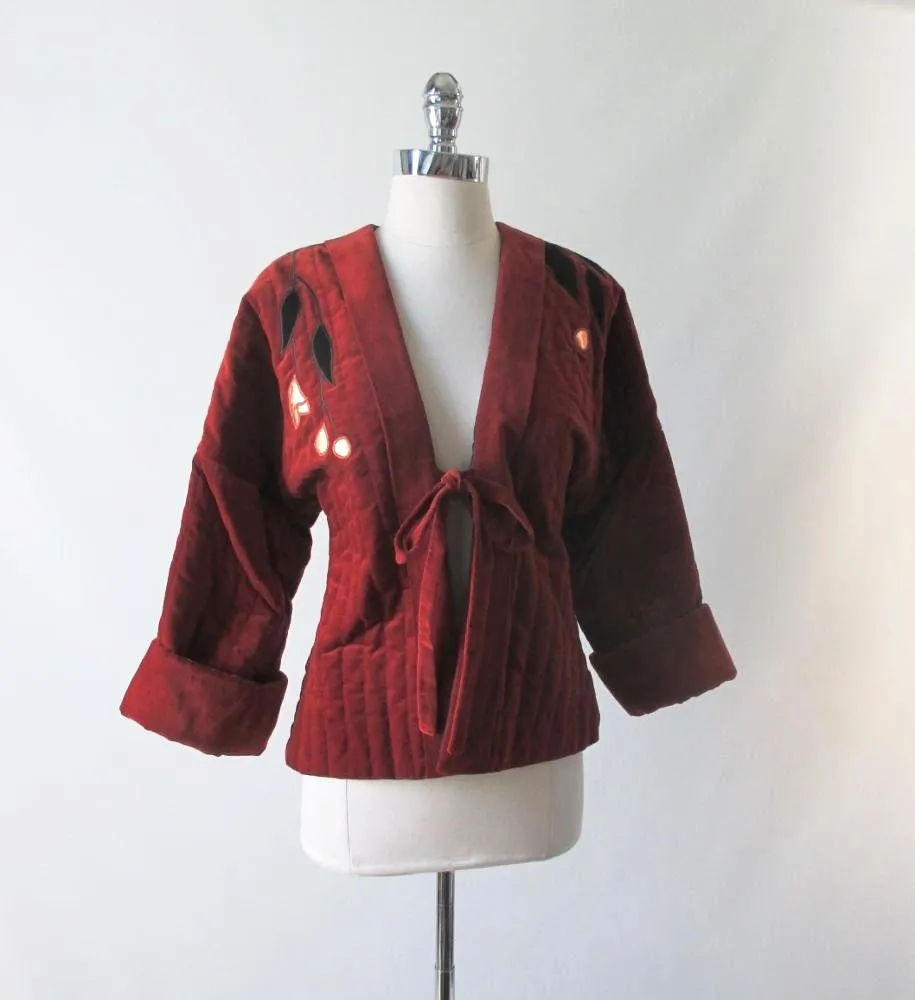 Vintage 70's Quilted Samuri Jacket / Kimono Coat M