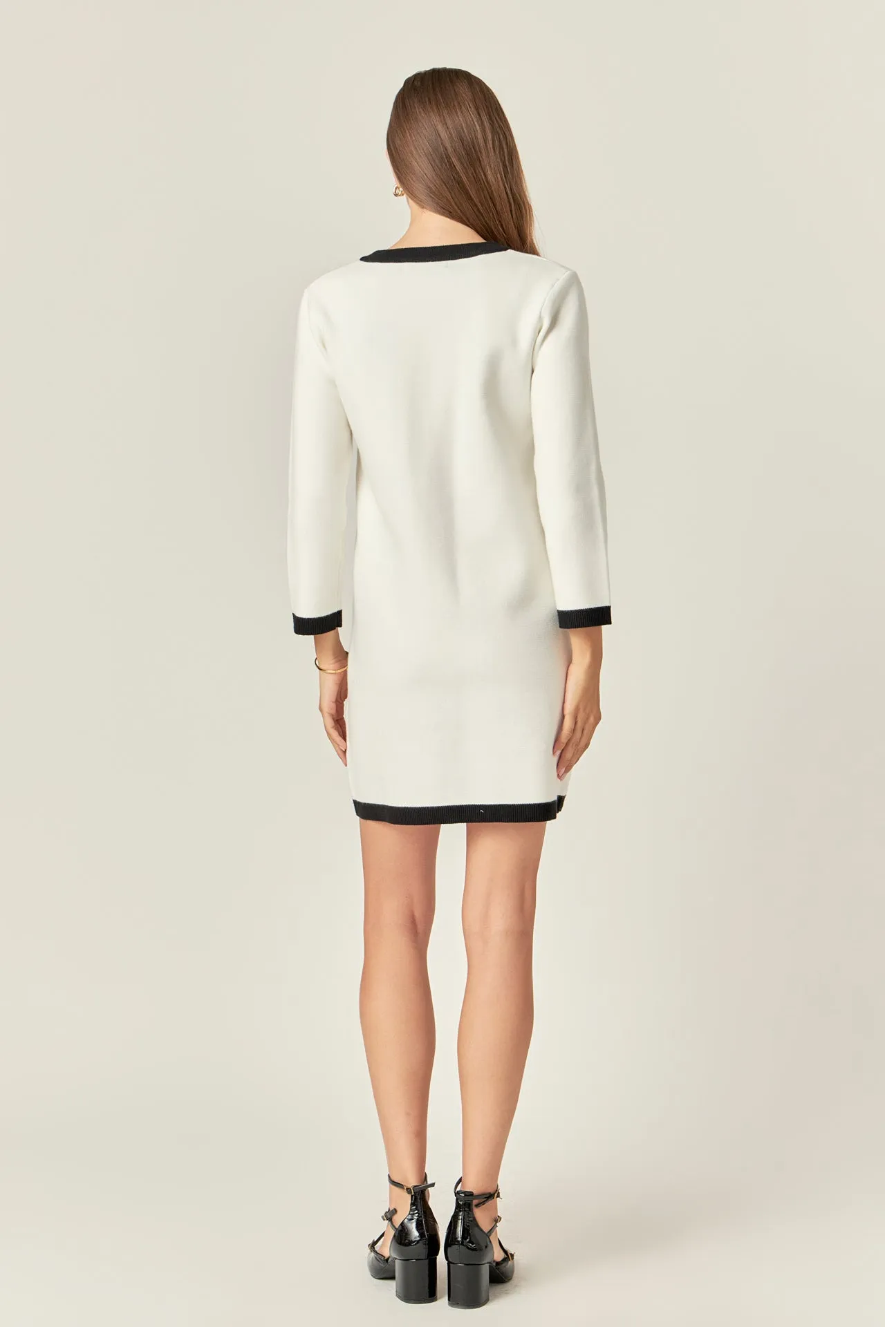 White and Black Mini Knit Dress
