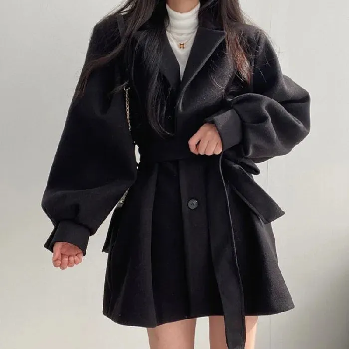 Winter Suit Collar Coat 
Puff sleeve