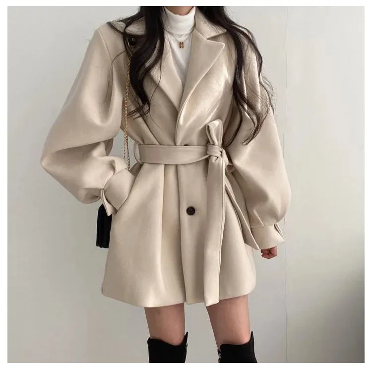 Winter Suit Collar Coat 
Puff sleeve