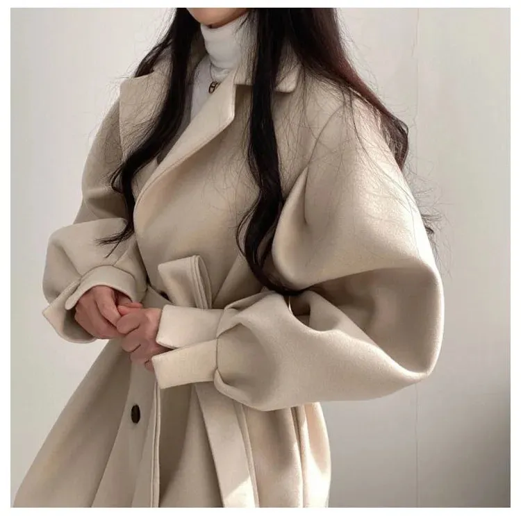 Winter Suit Collar Coat 
Puff sleeve