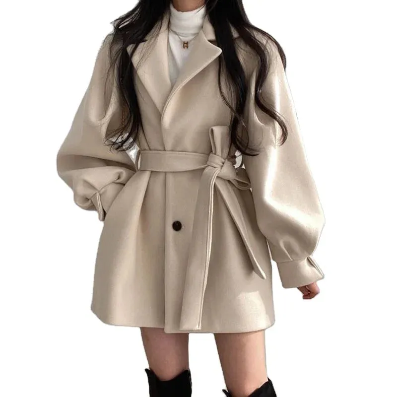 Winter Suit Collar Coat 
Puff sleeve