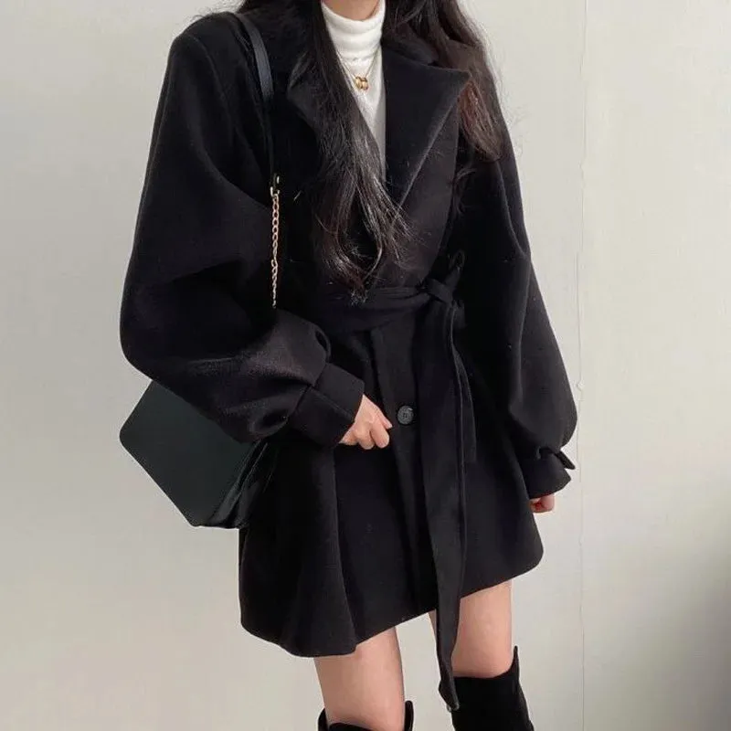 Winter Suit Collar Coat 
Puff sleeve