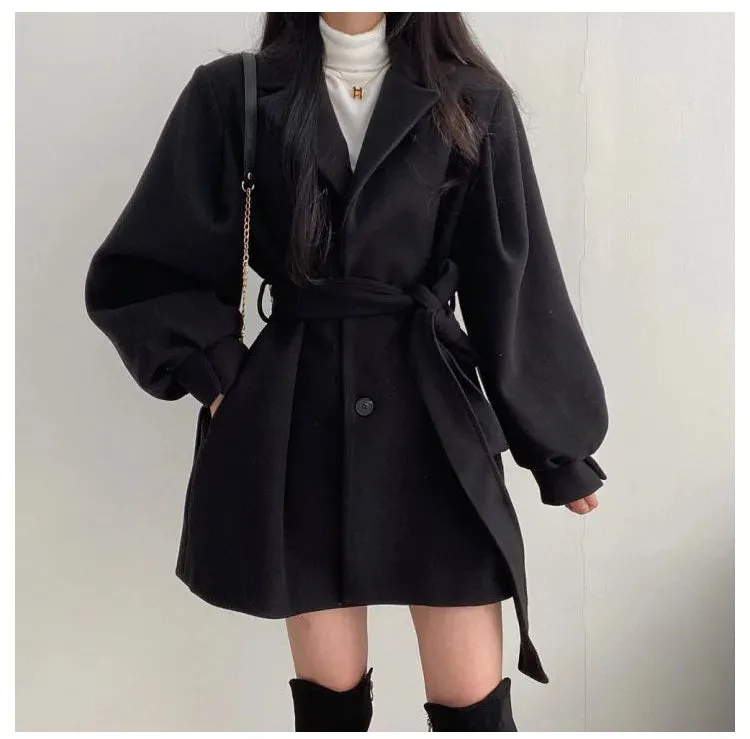 Winter Suit Collar Coat 
Puff sleeve