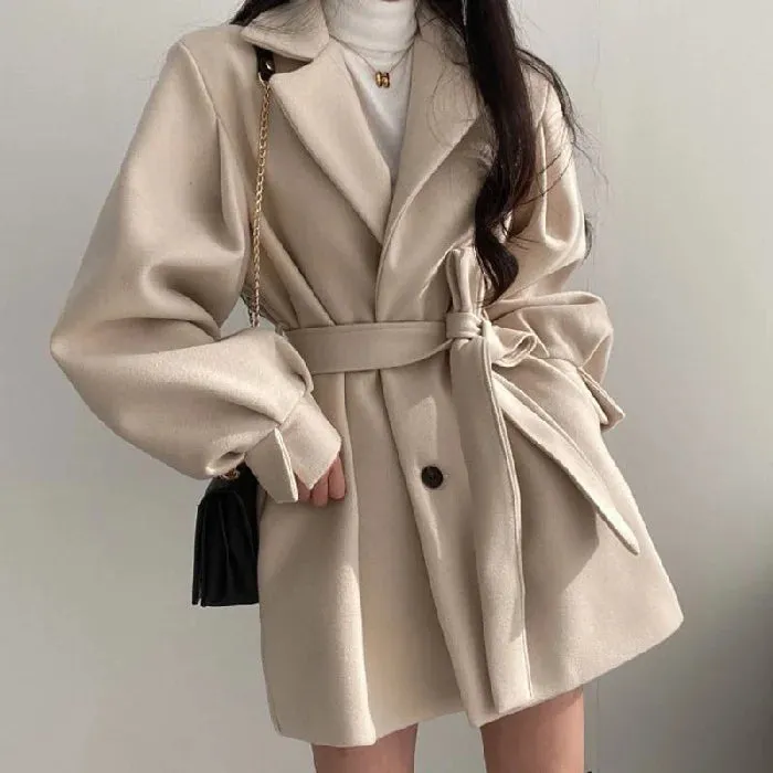 Winter Suit Collar Coat 
Puff sleeve