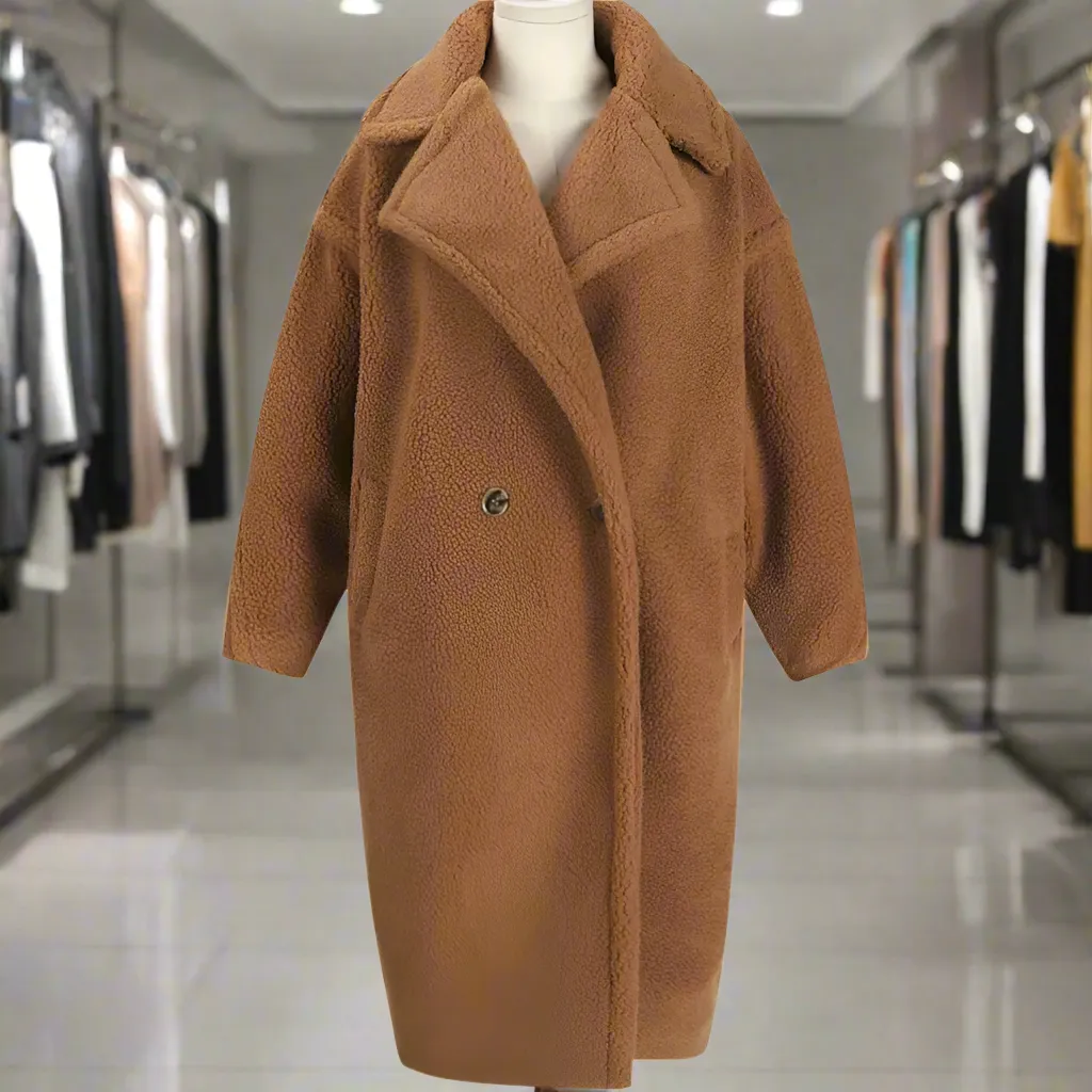 Womens Faux Fur Teddy Overcoat